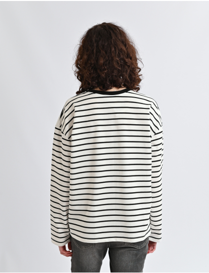 Картинка Смугастий лонгслів у чорнобілій гамі