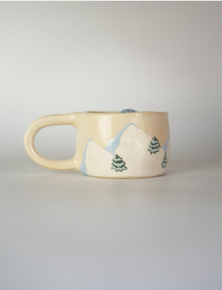 Картинка Керамічна чашка ручної роботи "Гусочка на лижах"