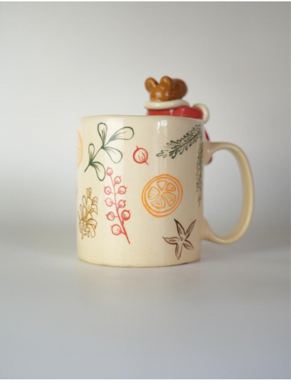 Картинка Керамічна чашка ручної роботи «Різдвяна капібара»