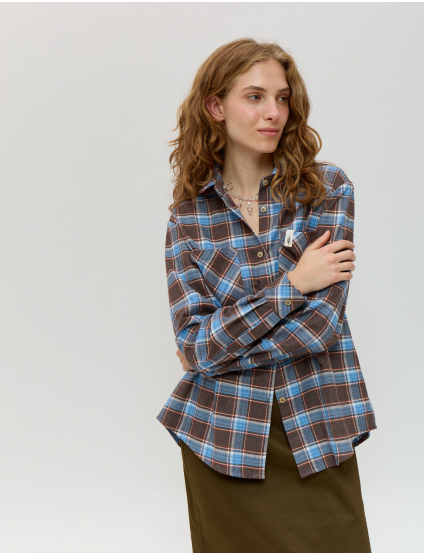 Картинка Сорочка коричнева картата 