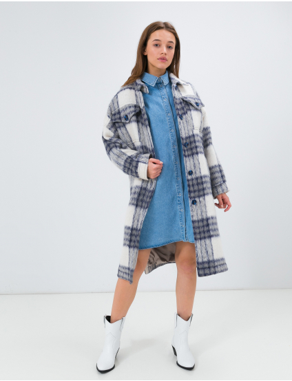 Картинка Пальто біло-синє картате