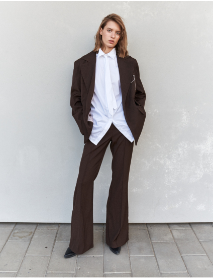 Картинка Брюки кльош коричневі