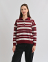 Картинка Светр у смужку з коміром поло бордово-білий