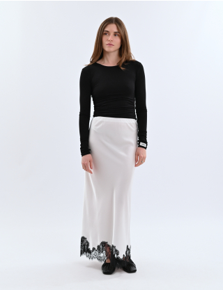 Картинка Максі-спідниця з мереживним оздобленням біла