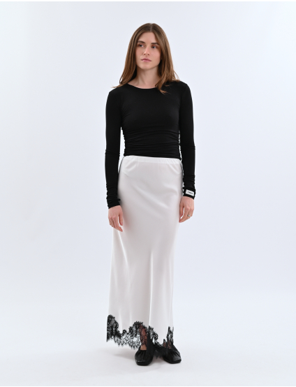 Картинка Максі-спідниця з мереживним оздобленням біла