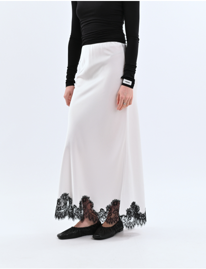 Картинка Максі-спідниця з мереживним оздобленням біла