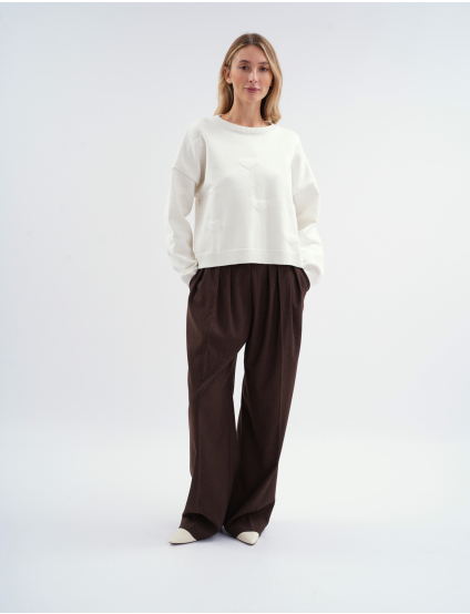 Картинка Светр oversize з жакардовими сердечками білий