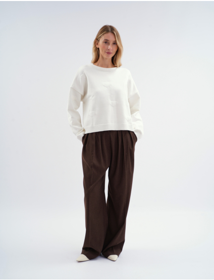 Картинка Светр oversize з жакардовими сердечками білий