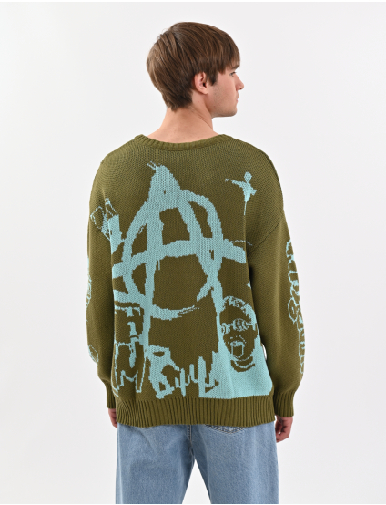 Картинка Об’ємний в’язаний светр зелений