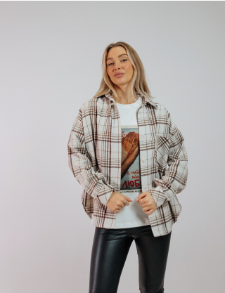 Картинка Сорочка бежева в клітинку