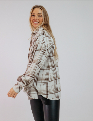 Картинка Сорочка бежева в клітинку
