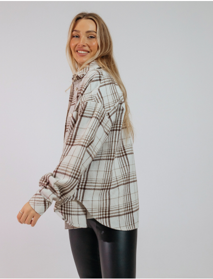 Картинка Сорочка бежева в клітинку