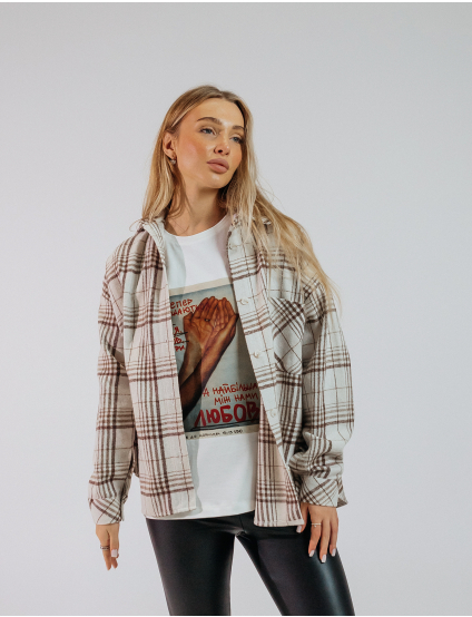 Картинка Сорочка бежева в клітинку