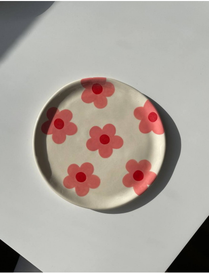 Картинка Тарілка з рожевими квітами