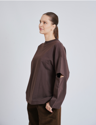 Картинка Лонгслів темно-коричневий