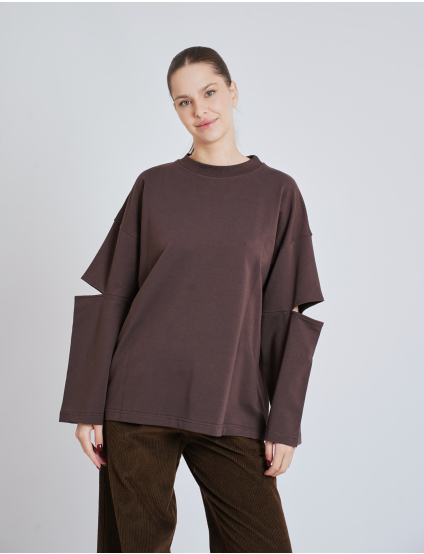 Картинка Лонгслів темно-коричневий