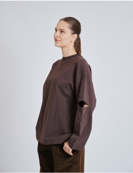 Картинка Лонгслів темно-коричневий