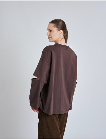 Картинка Лонгслів темно-коричневий