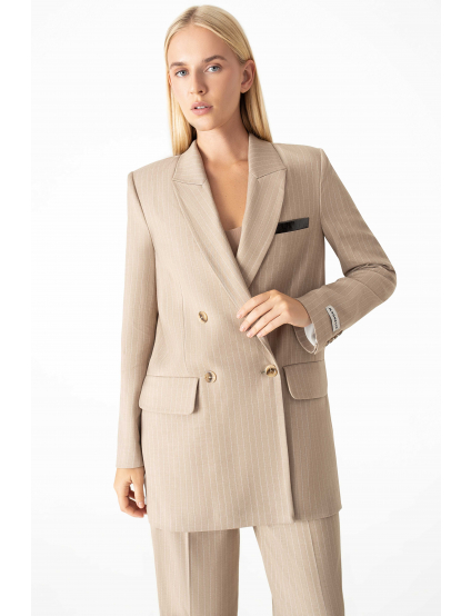 Картинка Піджак бежевий з принтом 