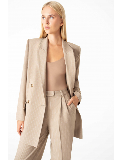 Картинка Піджак бежевий з принтом 