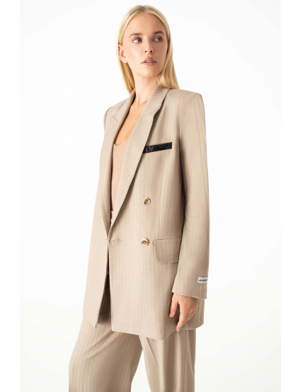 Картинка Піджак бежевий з принтом 