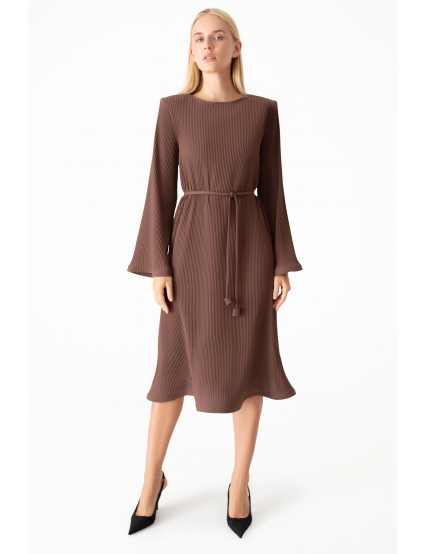 Картинка Сукня міді світло-коричнева 