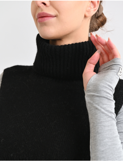 Картинка В'язаний комір-снуд із високою горловиною чорний