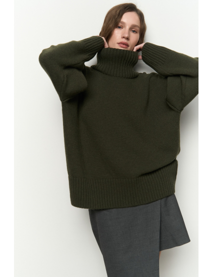 Картинка Вовняний светр темно-зелений вільного крою
