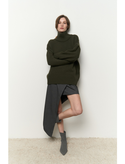 Картинка Вовняний светр темно-зелений вільного крою