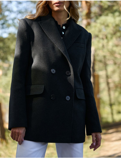 Картинка Пальто чорне коротке двобортне