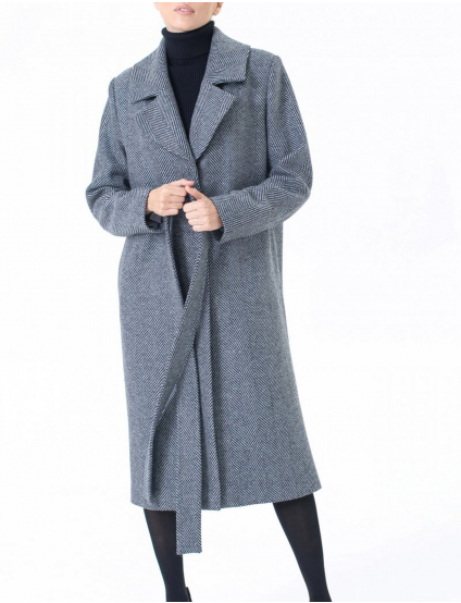 Картинка Пряме пальто чорна ялинка з блиском