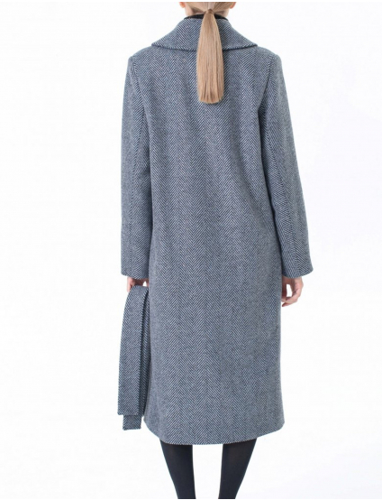 Картинка Пряме пальто чорна ялинка з блиском