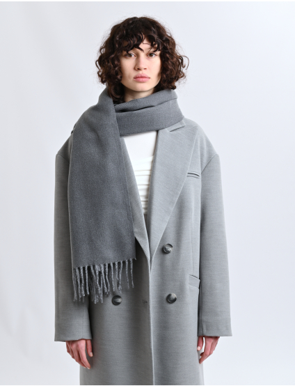 Картинка Сірий шарф із бахромою