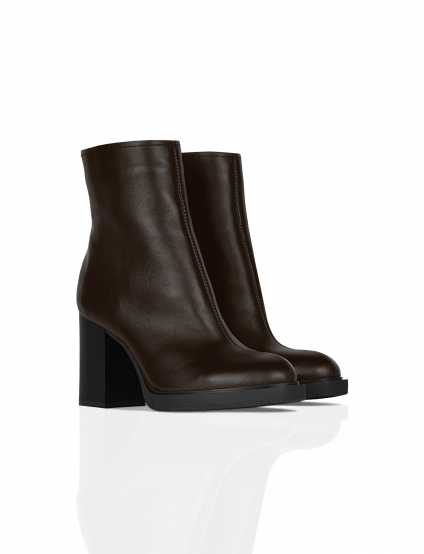 Картинка Черевики на підборах осінні коричневі з натуральної шкіри