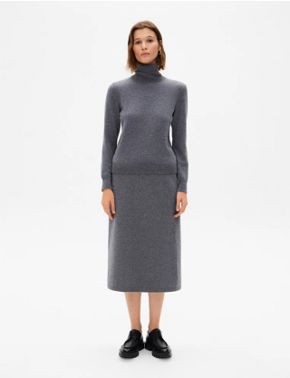 Картинка Жіноча сіра трикотажна спідниця міді з кашеміром
