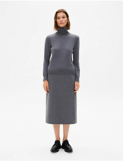 Картинка Жіноча сіра трикотажна спідниця міді з кашеміром