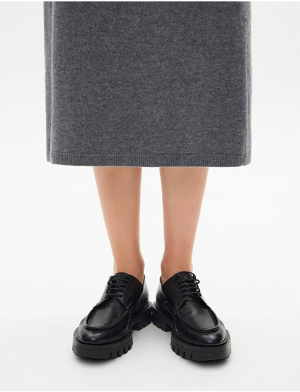 Картинка Жіноча сіра трикотажна спідниця міді з кашеміром