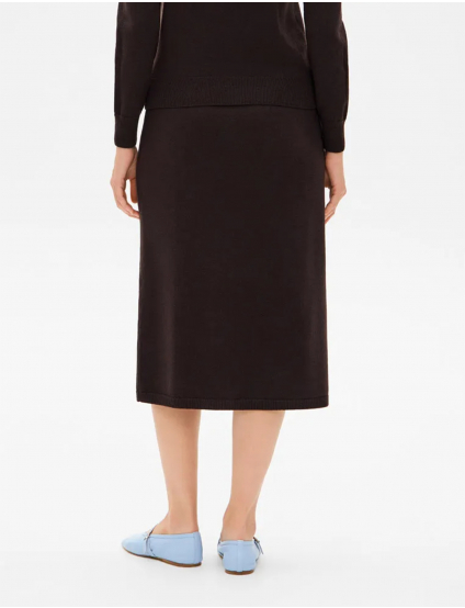 Картинка Жіноча темно-коричнева трикотажна спідниця міді з кашеміром