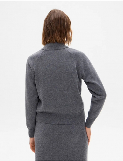 Картинка Жіночий сірий кашеміровий джемпер на блискавці