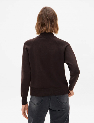 Картинка Жіночий темно-коричневий джемпер на блискавці з кашеміром