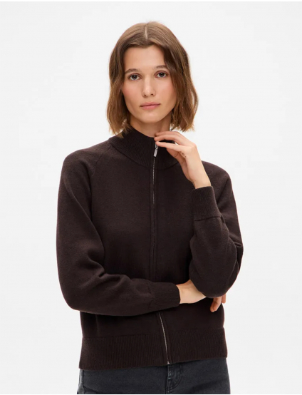Картинка Жіночий темно-коричневий джемпер на блискавці з кашеміром