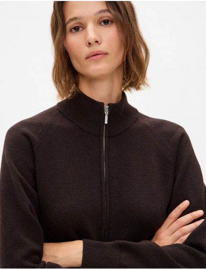 Картинка Жіночий темно-коричневий джемпер на блискавці з кашеміром
