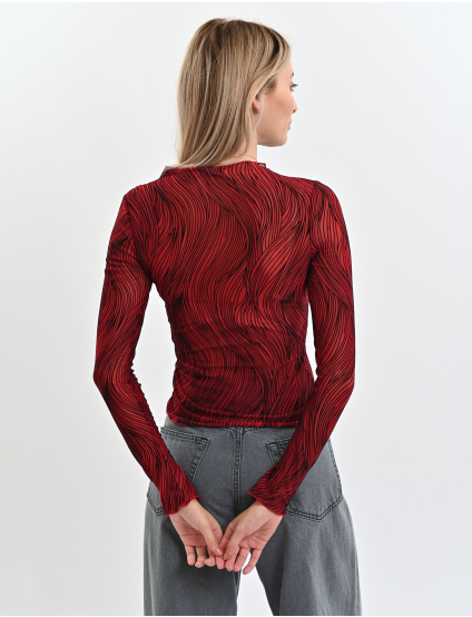 Картинка Жіночий приталений лонгслів із принтом