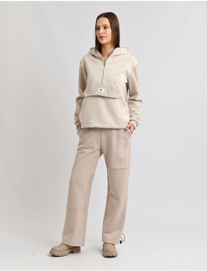 Картинка Спортивні штани бежеві з еластичним поясом та регульованими манжетами