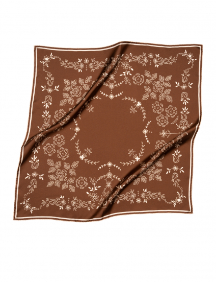 Картинка Хустка темно-коричнева з бежевим