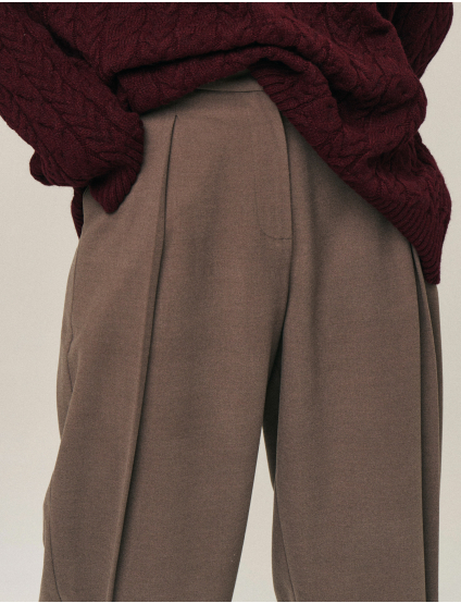 Картинка Прямі брюки в кольорі тауп з теплої костюмної тканини