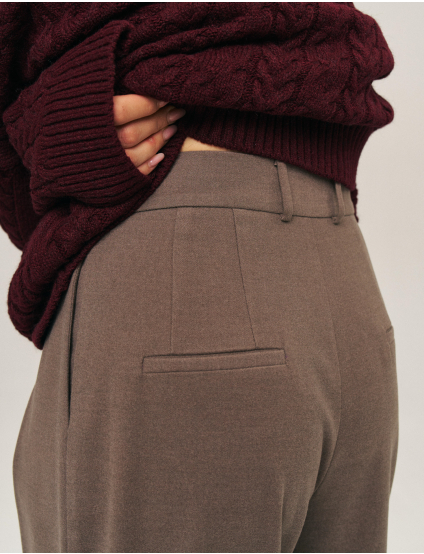 Картинка Прямі брюки в кольорі тауп з теплої костюмної тканини