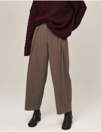 Картинка Прямі брюки в кольорі тауп з теплої костюмної тканини