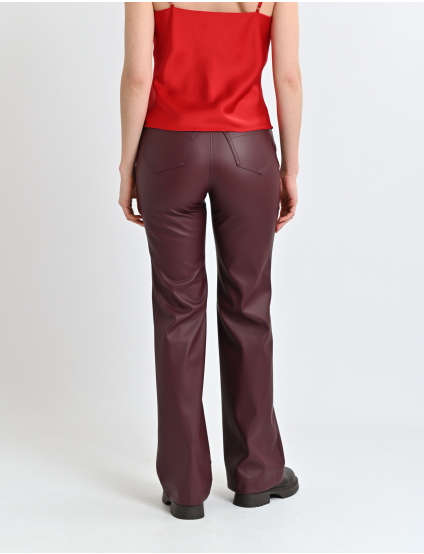 Картинка Брюки прямі еко-шкіра (колір: бордо