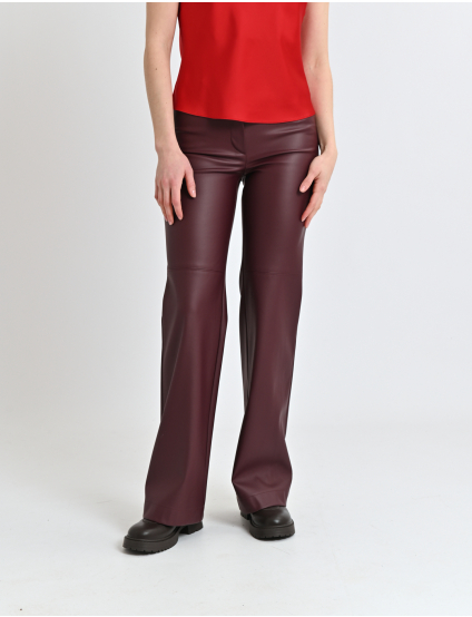 Картинка Брюки прямі еко-шкіра (колір: бордо